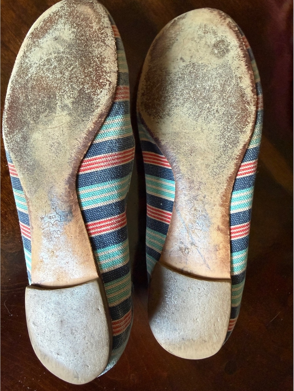 Tory Burch Striped Ballet Flats with Red Logo Accent - Picture 2 of 7